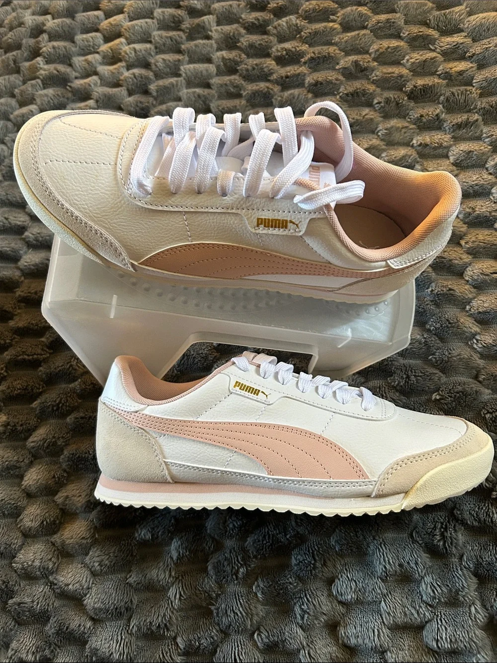 Puma White and Pale Pink Women's Sneakers